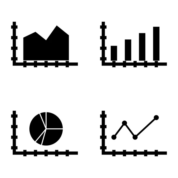 Set van statistieken pictogrammen op staafdiagram, puntige lijndiagram en cirkeldiagram. Statistieken vector iconen voor app, Web, mobiel en infographics ontwerp. — Stockvector
