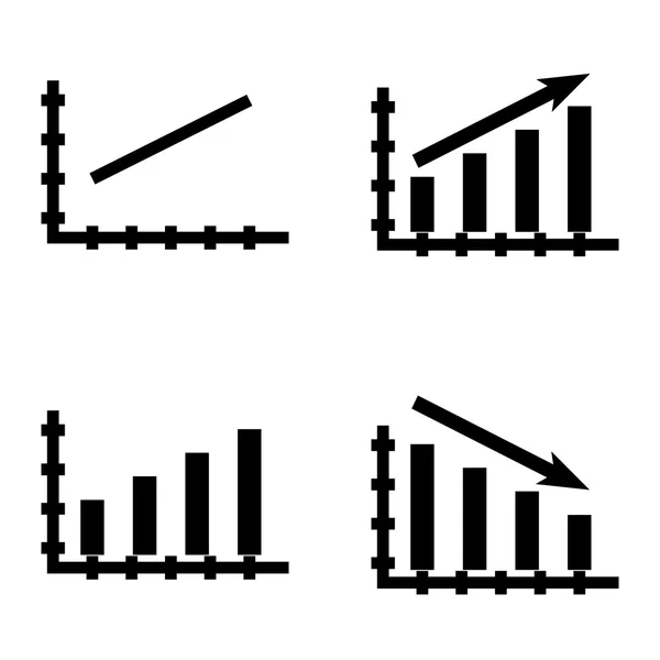 Conjunto de iconos de las estadísticas en gráfico de barras, gráfico de líneas y crecimiento de las estadísticas. Iconos de vectores de estadísticas para diseño de aplicaciones, web, móviles e infografías . — Vector de stock