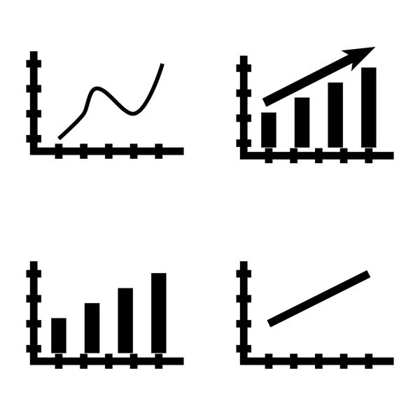 Набор статистических значков на барной диаграмме, линейной диаграмме и изогнутой линии. Векторные иконки статистики для приложений, веб, мобильных и инфографических дизайнов . — стоковый вектор