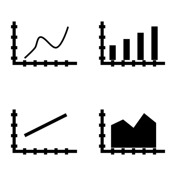 Conjunto de iconos estadísticos en gráfico de barras, gráfico de líneas y línea curva. Iconos de vectores de estadísticas para diseño de aplicaciones, web, móviles e infografías . — Vector de stock