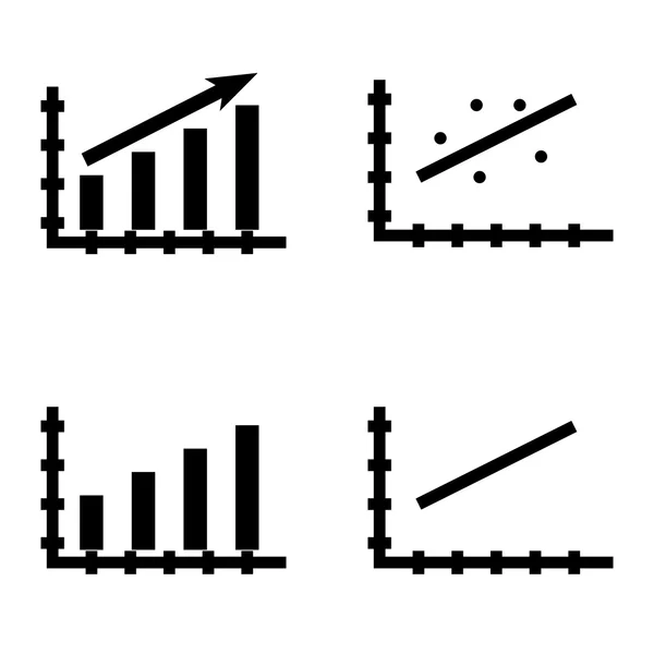 Набор статистических значков на барной диаграмме, линейной диаграмме и диаграмме рассеяния. Векторные иконки статистики для приложений, веб, мобильных и инфографических дизайнов . — стоковый вектор
