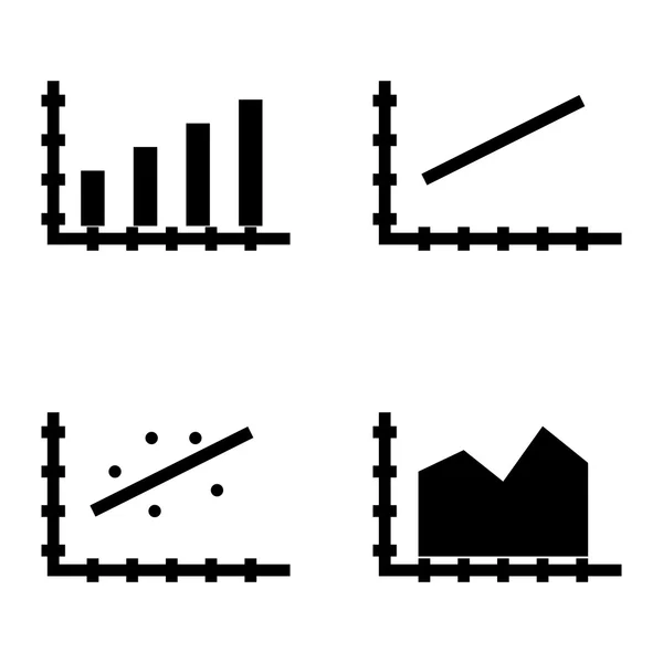 Conjunto de ícones de estatísticas no gráfico de barras, gráfico de linha e gráfico de dispersão. Ícones de vetor de estatísticas para App, Web, Mobile e design de infográficos . — Vetor de Stock