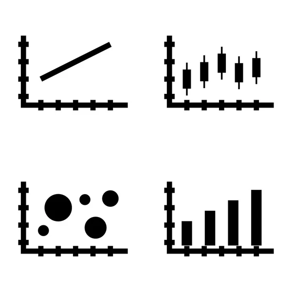 Набор иконок на баре Chart, Line Chart и Candles Chart. Векторные иконки статистики для приложений, веб, мобильных и инфографических дизайнов . — стоковый вектор