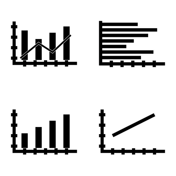 Conjunto de iconos estadísticos en gráfico de barras, gráfico de líneas y gráfico de barras horizontales. Iconos de vectores de estadísticas para diseño de aplicaciones, web, móviles e infografías . — Vector de stock