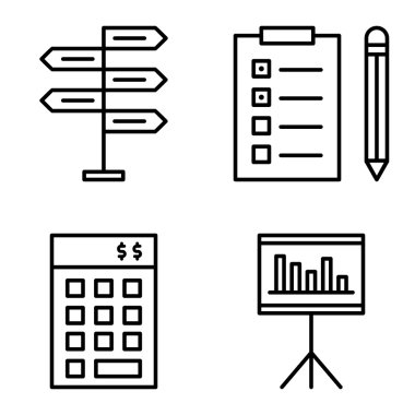 Karar Verme, Görev Listesi ve Yatırım Proje Yönetimi Simgeleri Ayarlayın. Uygulama, Web, Mobil Ve Infographics Tasarım için Proje Yönetimi Vektör Simgeleri.