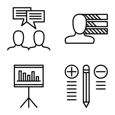 Kişilik, Fikir Beyin Fırtınası Ve En İyi Çözüm Üzerine Proje Yönetimi Simgeleri Ayarlayın. Uygulama, Web, Mobil Ve Infographics Tasarım için Proje Yönetimi Vektör Simgeleri.