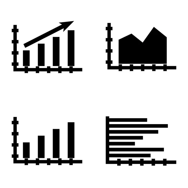 Uppsättning statistik ikoner på stapeldiagram, horisontellt stapeldiagram och ytdiagram. Statistik vektor ikoner för app, webb, mobil och Infographics design. — Stock vektor