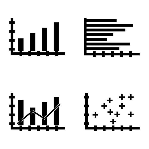 Conjunto de iconos de estadísticas en gráfico de barras, gráfico de barras horizontal y cuadrícula dinámica. Iconos de vectores de estadísticas para diseño de aplicaciones, web, móviles e infografías . — Vector de stock