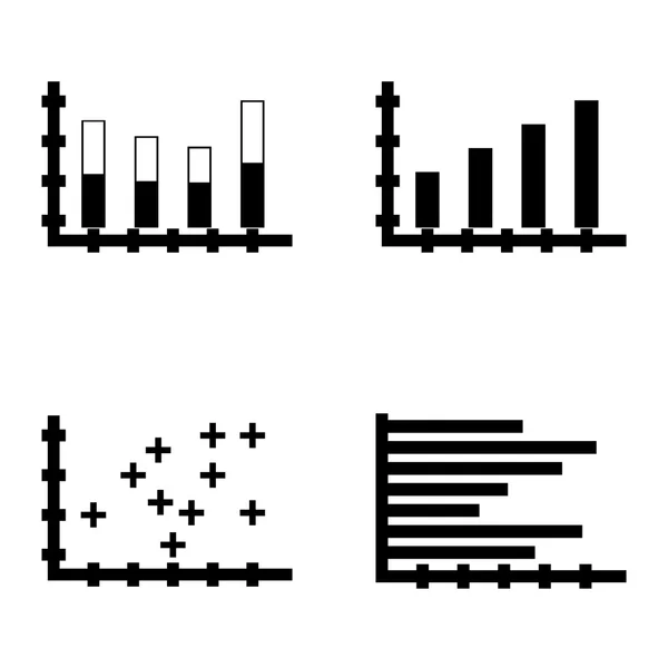 Ensemble d'icônes statistiques sur graphique à barres, graphique à barres horizontales et barre empilée. Icônes vectorielles de statistiques pour la conception d'applications, de Web, de mobiles et d'infographies . — Image vectorielle