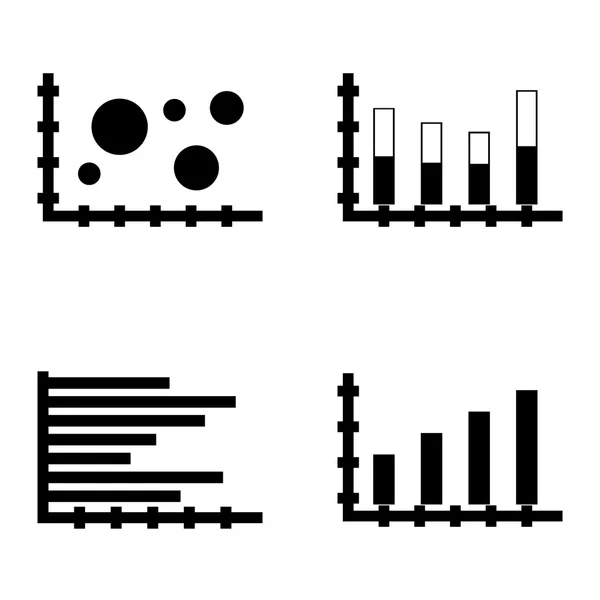 Conjunto de iconos de estadísticas en el gráfico de barras, gráfico de barras horizontales y barra apilada. Iconos de vectores de estadísticas para diseño de aplicaciones, web, móviles e infografías . — Archivo Imágenes Vectoriales