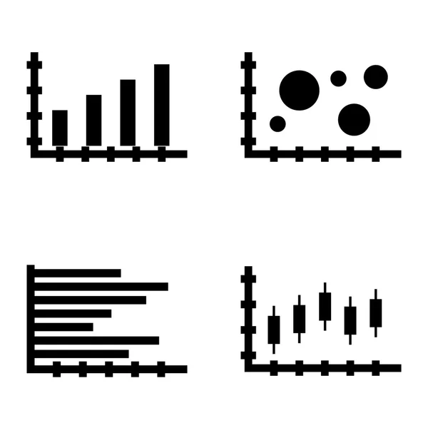 Serie di icone statistiche sul grafico a barre, grafico a barre orizzontale e grafico delle candele. Statistiche Icone vettoriali per App, Web, Mobile e Infografica . — Vettoriale Stock