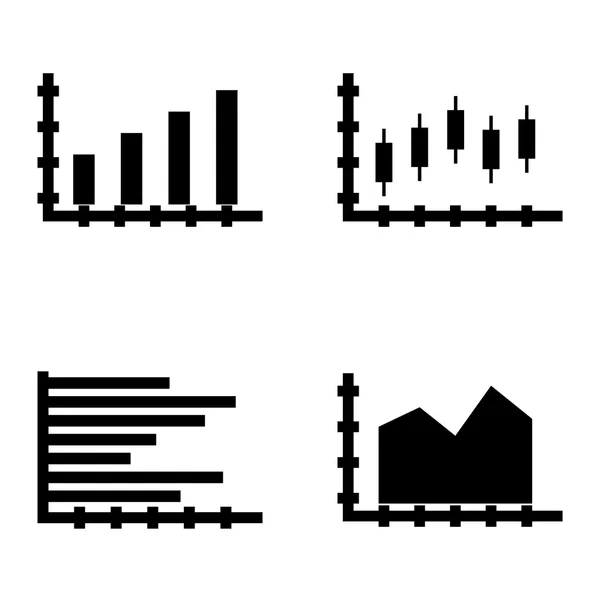 Conjunto de ícones de estatísticas no gráfico de barras, gráfico de barras horizontal e gráfico de velas. Ícones de vetor de estatísticas para App, Web, Mobile e design de infográficos . — Vetor de Stock