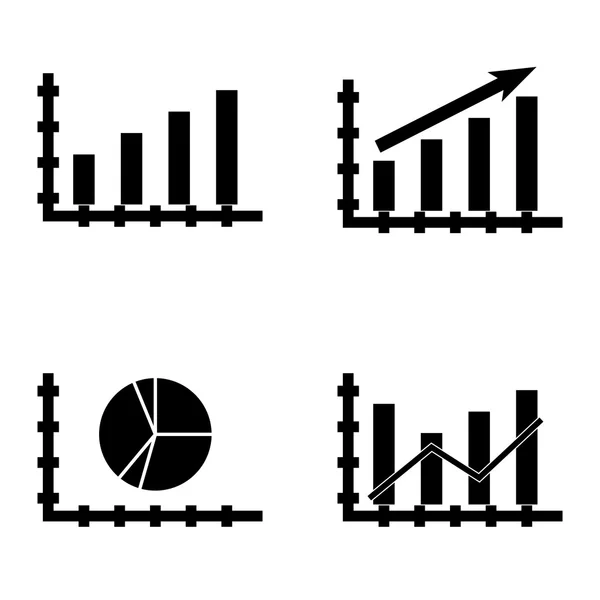 Set Of Icons On Bar Chart, Pie Chart And Dying Grid. Векторные иконки статистики для приложений, веб, мобильных и инфографических дизайнов . — стоковый вектор