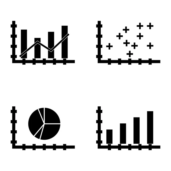 Ensemble d'icônes statistiques sur graphique à barres, graphique à secteurs et grille dynamique. Icônes vectorielles de statistiques pour la conception d'applications, de Web, de mobiles et d'infographies . — Image vectorielle