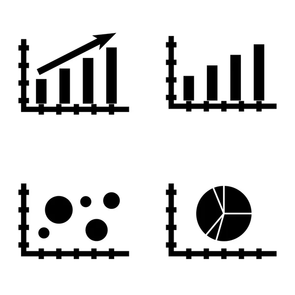 Set Of Icons On Bar Chart, Pie Chart And Bubble Chart. Векторные иконки статистики для приложений, веб, мобильных и инфографических дизайнов . — стоковый вектор