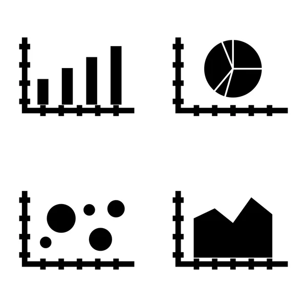 Conjunto de iconos de estadísticas en gráfico de barras, gráfico de pastel y gráfico de burbujas. Iconos de vectores de estadísticas para diseño de aplicaciones, web, móviles e infografías . — Archivo Imágenes Vectoriales