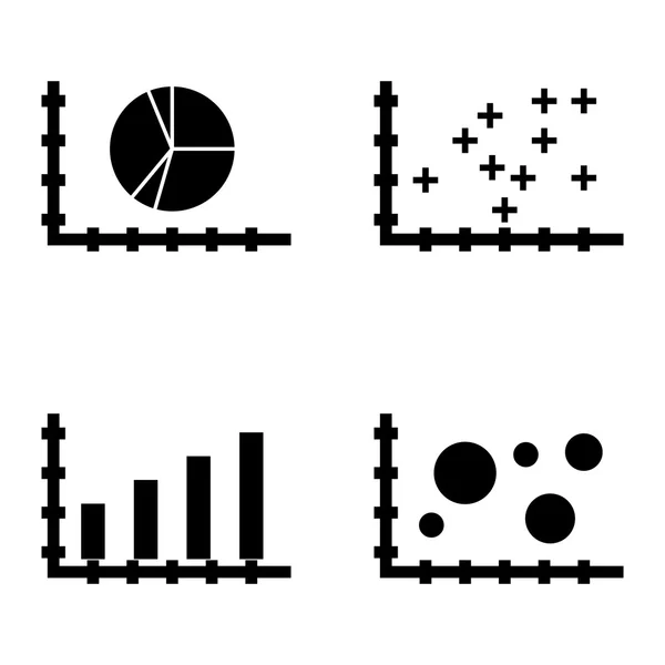 Ensemble d'icônes statistiques sur graphique à barres, graphique à secteurs et graphique à bulles. Icônes vectorielles de statistiques pour la conception d'applications, de Web, de mobiles et d'infographies . — Image vectorielle