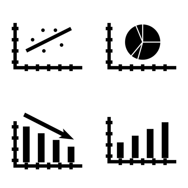 Ensemble d'icônes statistiques sur graphique à barres, graphique à secteurs et graphique à nuage de points. Icônes vectorielles de statistiques pour la conception d'applications, de Web, de mobiles et d'infographies . — Image vectorielle