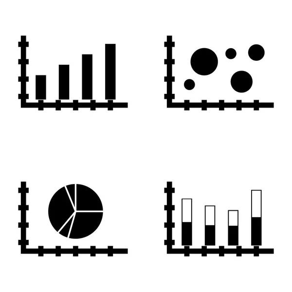 Uppsättning statistik ikoner på stapeldiagram, cirkeldiagram och Staplad stapel. Statistik vektor ikoner för app, webb, mobil och Infographics design. — Stock vektor