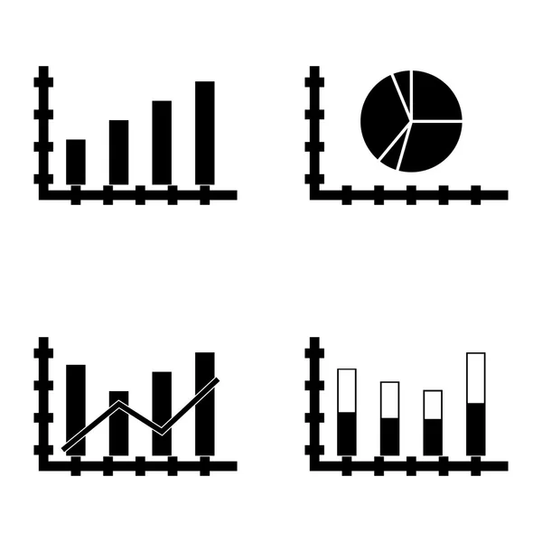 Conjunto de iconos de estadísticas en el gráfico de barras, gráfico de tartas y barra apilada. Iconos de vectores de estadísticas para diseño de aplicaciones, web, móviles e infografías . — Archivo Imágenes Vectoriales