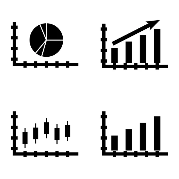 Set Of Icons On Bar Chart, Pie Chart And Candles Chart. Векторные иконки статистики для приложений, веб, мобильных и инфографических дизайнов . — стоковый вектор