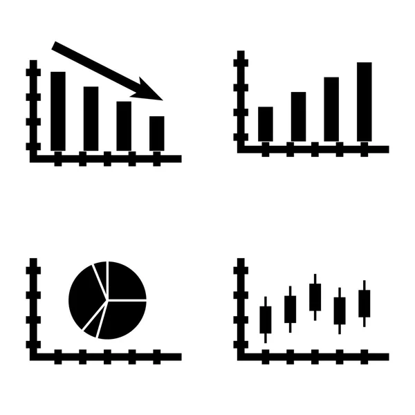 Serie di icone statistiche sul grafico a barre, grafico a torta e grafico delle candele. Statistiche Icone vettoriali per App, Web, Mobile e Infografica . — Vettoriale Stock