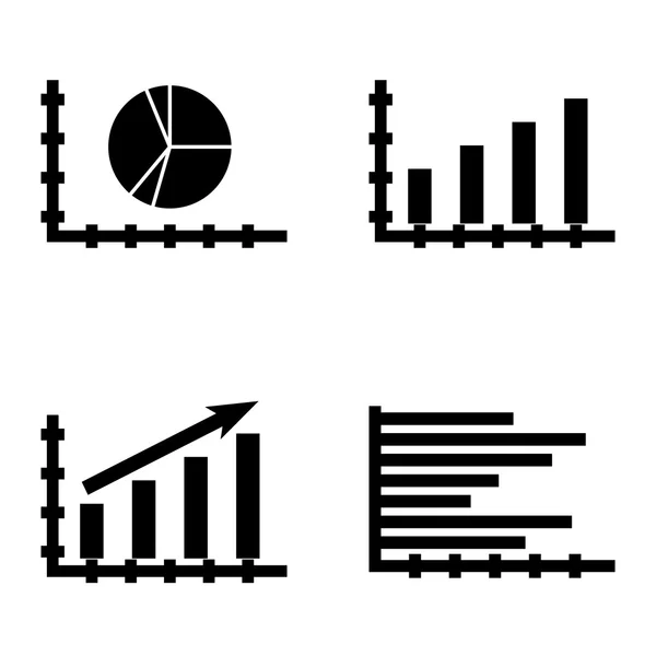 Satz von Statistik-Symbolen auf Balkendiagramm, Kuchendiagramm und horizontalem Balkendiagramm. Statistik-Vektor-Icons für App, Web, Mobile und Infografik-Design. — Stockvektor
