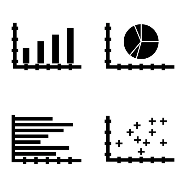 Conjunto de ícones de estatísticas no gráfico de barras, gráfico de tortas e gráfico de barras horizontal. Ícones de vetor de estatísticas para App, Web, Mobile e design de infográficos . —  Vetores de Stock