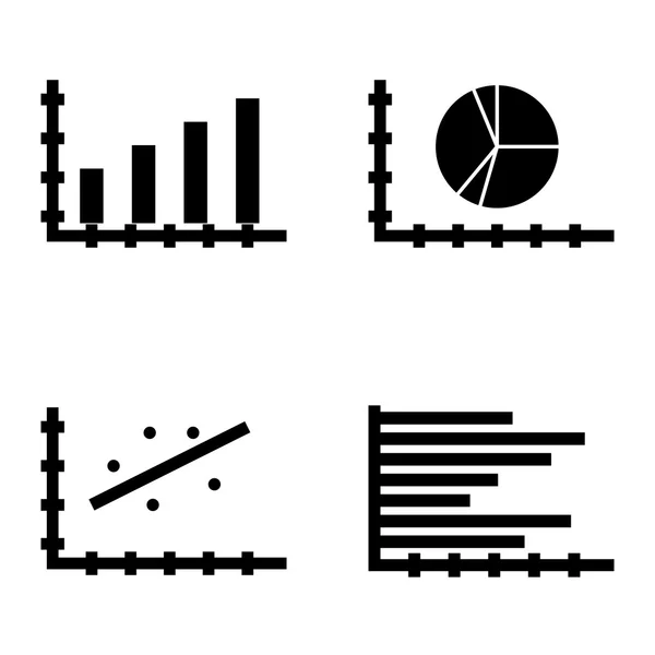 Satz von Statistik-Symbolen auf Balkendiagramm, Kuchendiagramm und horizontalem Balkendiagramm. Statistik-Vektor-Icons für App, Web, Mobile und Infografik-Design. — Stockvektor