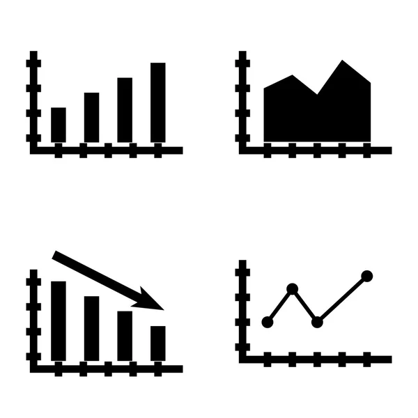 Ensemble d'icônes statistiques sur le graphique à barres, le graphique linéaire pointu et le graphique à secteurs. Icônes vectorielles de statistiques pour la conception d'applications, de Web, de mobiles et d'infographies . — Image vectorielle