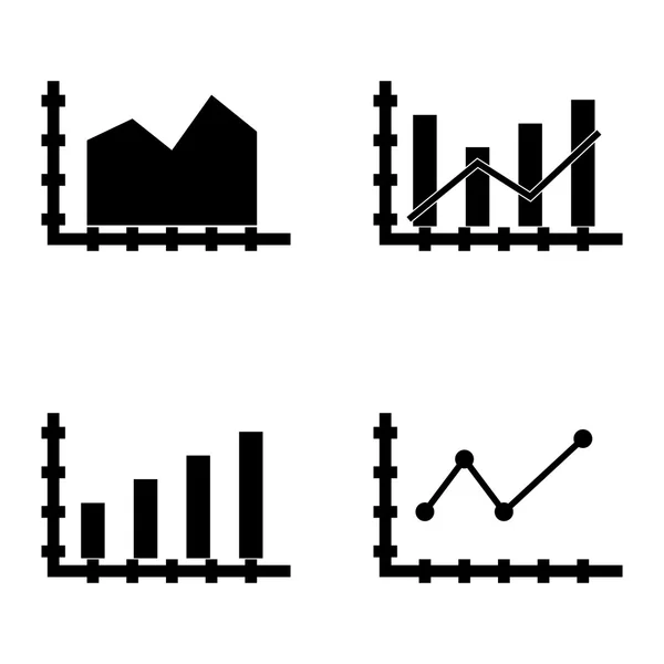 Ensemble d'icônes statistiques sur graphique à barres, graphique linéaire pointu et grille dynamique. Icônes vectorielles de statistiques pour la conception d'applications, de Web, de mobiles et d'infographies . — Image vectorielle