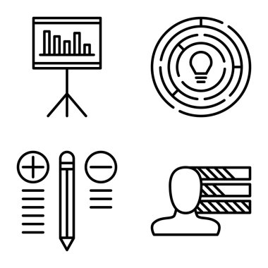 Proje Yönetimi simgeler kişiliği, yaratıcılık ve en iyi çözüm kümesi. Proje Yönetimi vektör simgeler App, Web, mobil ve Infographics tasarım için.