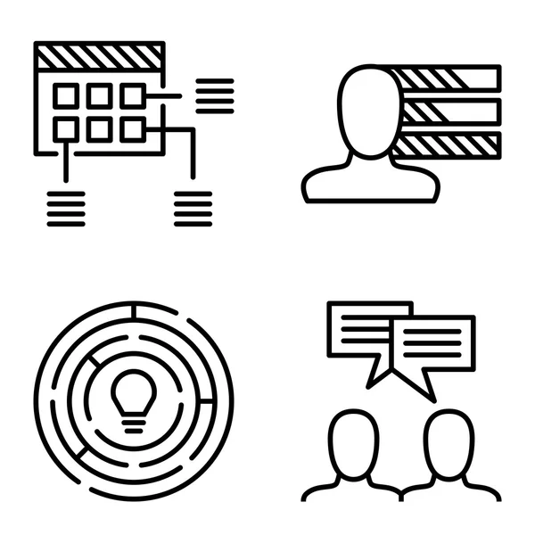 Set van Project Management iconen op persoonlijkheid, idee brainstormen en creativiteit. Project Management Vector iconen voor App, Web, mobiel en Infographics Design. — Stockvector