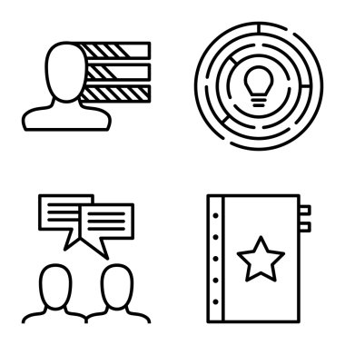 Kişilik, fikir beyin fırtınası ve yaratıcılık üzerinde proje yönetimi simgeler kümesi. Proje Yönetimi vektör simgeler App, Web, mobil ve Infographics tasarım için.