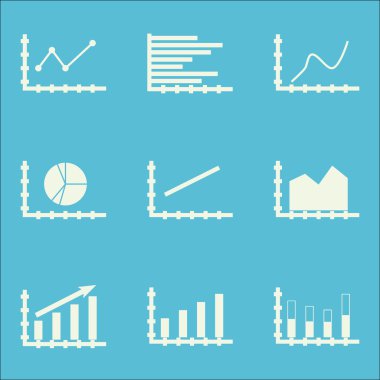 Grafikler, diyagramlar ve istatistik simgeler kümesi. Premium Kalite simgesi derleme. Simgeler, Web, uygulama ve kullanıcı arabirimi tasarımı için kullanılabilir. Vektör çizim, Eps10.