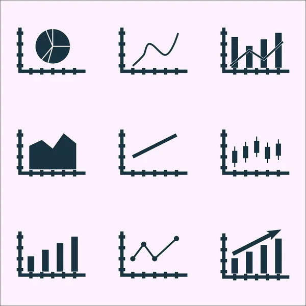 Uppsättning av grafer, diagram och statistik ikoner. Premium kvalitet Symbol Collection. Ikoner kan användas för webb, App och Ui Design. Vektorillustration, Eps10. — Stock vektor