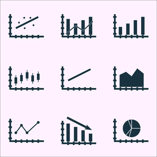 Ensemble de graphiques, de diagrammes et d'icônes statistiques. Collection de symboles de qualité supérieure. Les icônes peuvent être utilisées pour le Web, App et Ui Design. Illustration vectorielle, EPS10 . — Image vectorielle