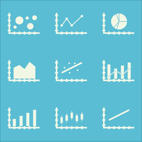 Satz von Diagrammen, Diagrammen und Statistik-Symbolen. hochwertige Symbolkollektion. Symbole können für Web-, App- und UI-Design verwendet werden. Vektorillustration, Eps10. — Stockvektor