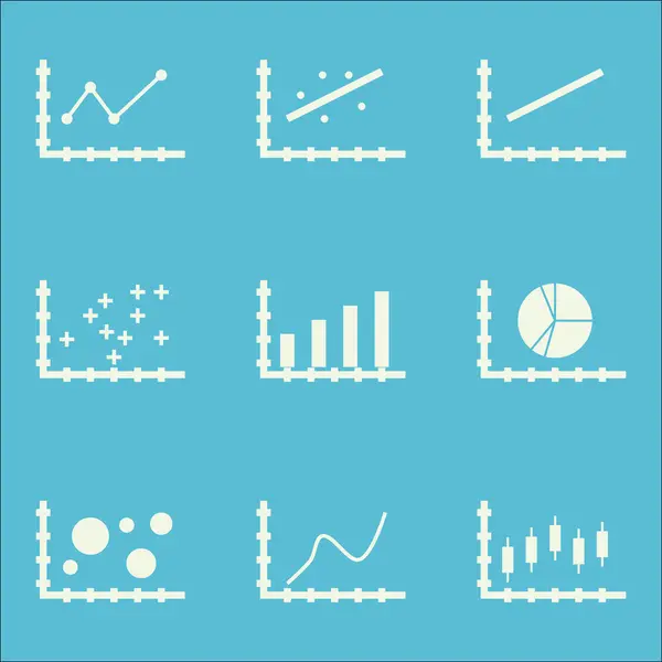 Serie di grafici, diagrammi e icone statistiche. Collezione Premium Quality Symbol. Le icone possono essere utilizzate per Web, App e Ui Design. Illustrazione vettoriale, EPS10 . — Vettoriale Stock