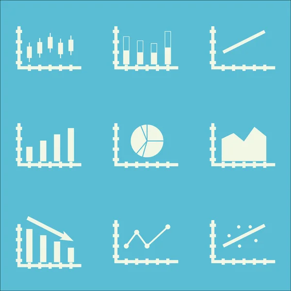 Conjunto de gráficos, diagramas e estatísticas ícones. Coleção de símbolos de qualidade premium. Ícones podem ser usados para Web, App e Ui Design. Ilustração vetorial, EPS10 . — Vetor de Stock