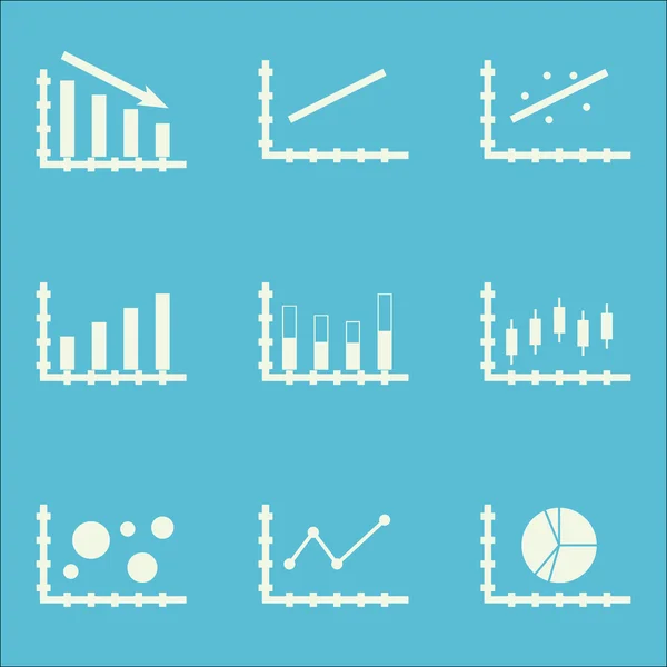 Set Of Graphs, Diagrams And Statistics Icons. Premium Quality Symbol Collection. Icons Can Be Used For Web, App And Ui Design. Vector Illustration, EPS10. — Stock Vector