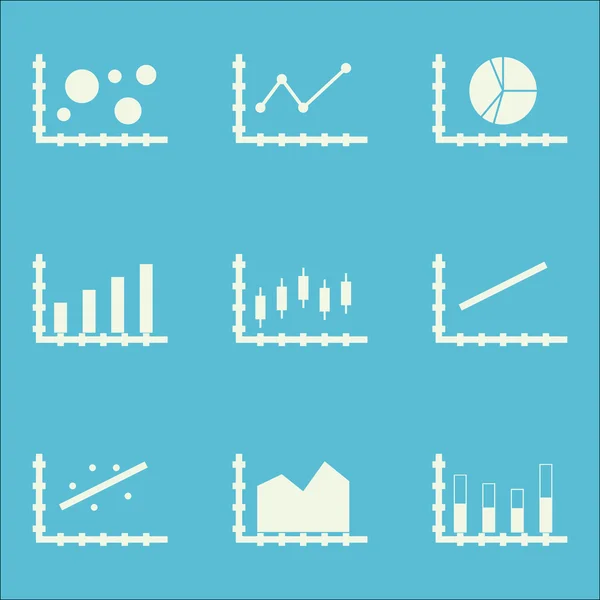 Set de Grafice, Diagrame și Icoane Statistice. Premium Quality Symbol Collection. Icoanele pot fi folosite pentru web, aplicații și design UI. Ilustrație vectorială, EPS10 . — Vector de stoc