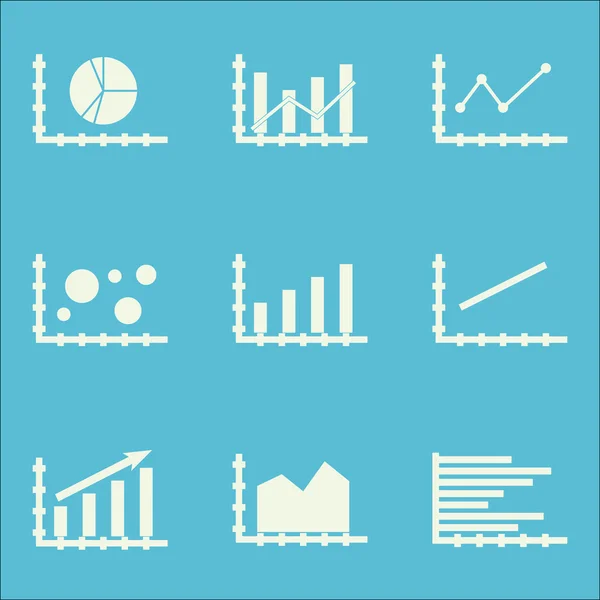 Serie di grafici, diagrammi e icone statistiche. Collezione Premium Quality Symbol. Le icone possono essere utilizzate per Web, App e Ui Design. Illustrazione vettoriale, EPS10 . — Vettoriale Stock