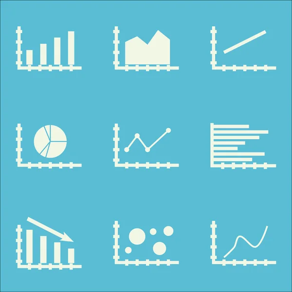 Serie di grafici, diagrammi e icone statistiche. Collezione Premium Quality Symbol. Le icone possono essere utilizzate per Web, App e Ui Design. Illustrazione vettoriale, EPS10 . — Vettoriale Stock