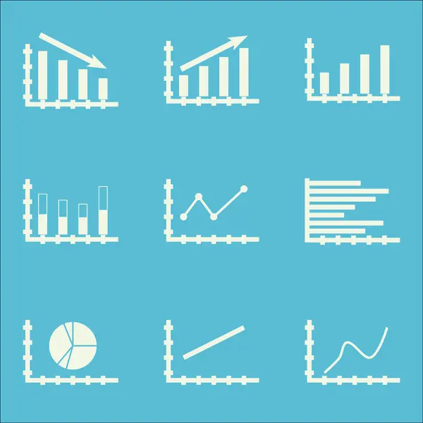 Satz von Diagrammen, Diagrammen und Statistik-Symbolen. hochwertige Symbolkollektion. Symbole können für Web-, App- und UI-Design verwendet werden. Vektorillustration, Eps10. — Stockvektor