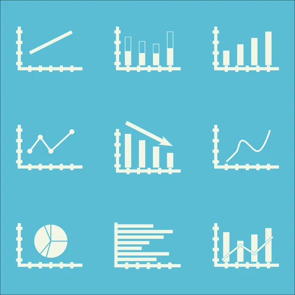 Set Of Graphs, Diagrams And Statistics Icons. Premium Quality Symbol Collection. Icons Can Be Used For Web, App And Ui Design. Vector Illustration, EPS10. — Stock Vector