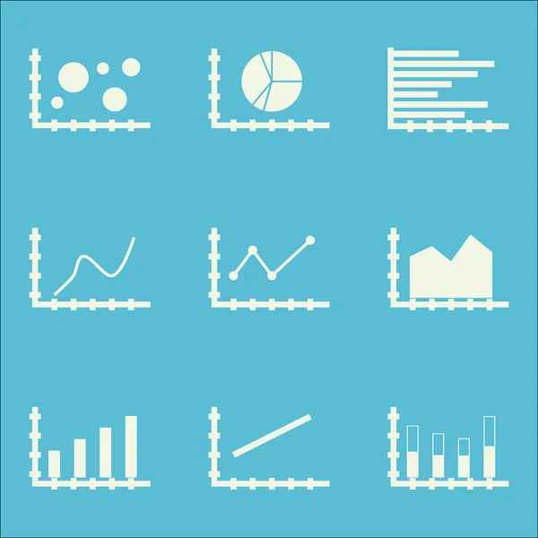 Conjunto de gráficos, diagramas e estatísticas ícones. Coleção de símbolos de qualidade premium. Ícones podem ser usados para Web, App e Ui Design. Ilustração vetorial, EPS10 . — Vetor de Stock