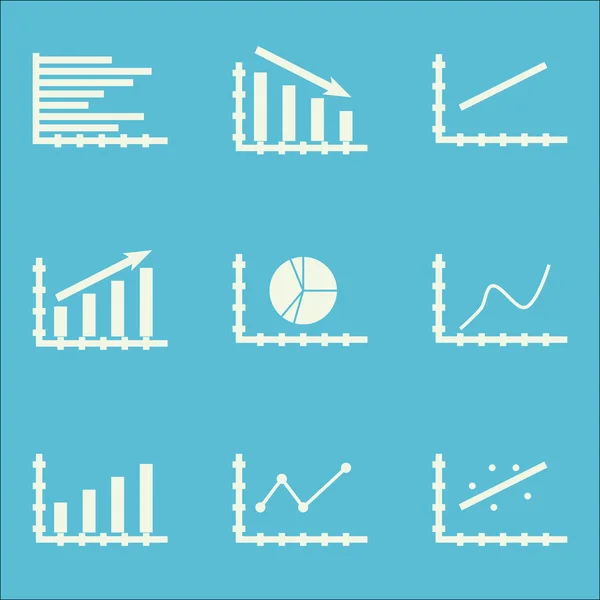 Satz von Diagrammen, Diagrammen und Statistik-Symbolen. hochwertige Symbolkollektion. Symbole können für Web-, App- und UI-Design verwendet werden. Vektorillustration, Eps10. — Stockvektor