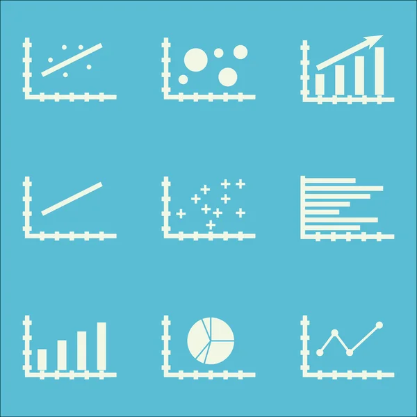 Set Of Graphs, Diagrams And Statistics Icons. Premium Quality Symbol Collection. Icons Can Be Used For Web, App And Ui Design. Vector Illustration, EPS10. — Stock Vector