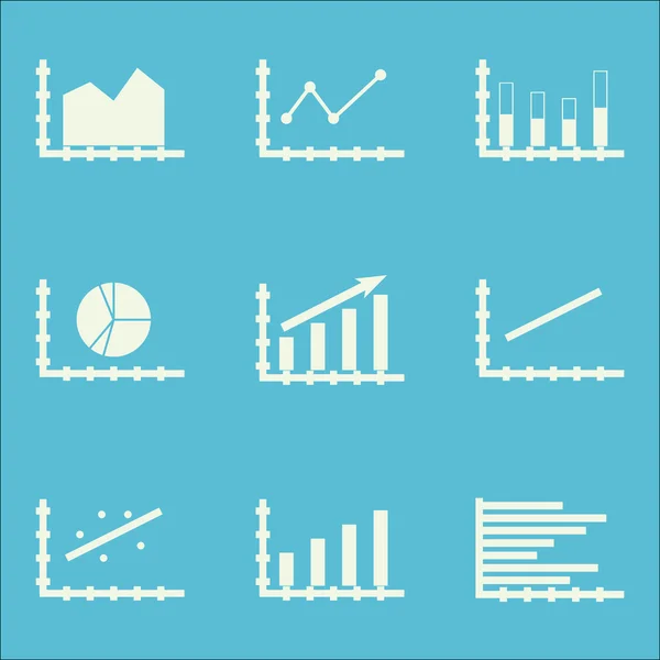 Set Of Graphs, Diagrams And Statistics Icons. Premium Quality Symbol Collection. Icons Can Be Used For Web, App And Ui Design. Vector Illustration, EPS10. — Stock Vector